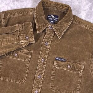 Moose Creek Mens Brown Corduroy Button Down Shirt Long Sleeve Size M Heavyweight